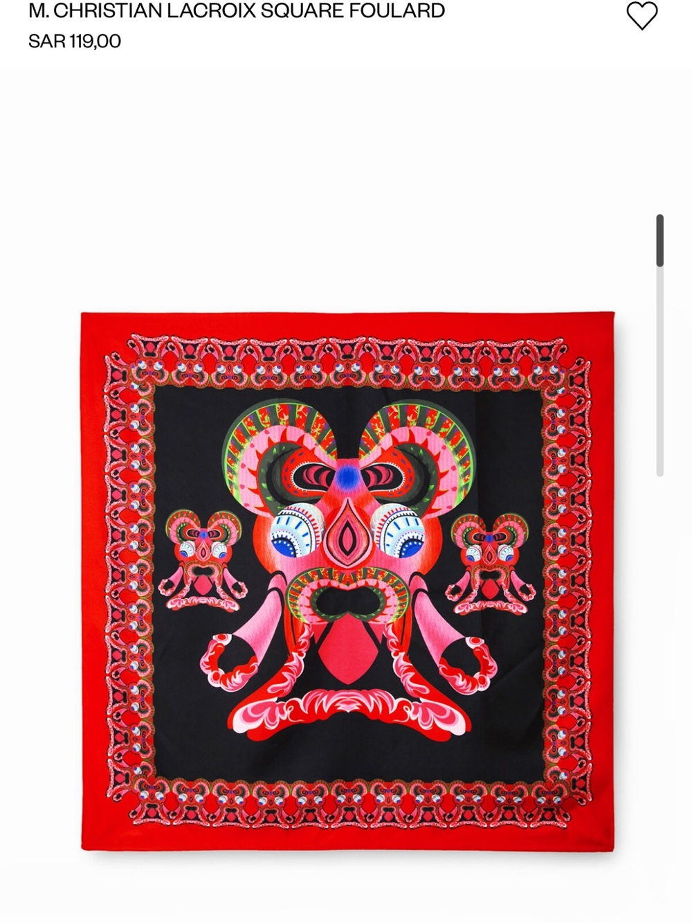 Desigual Christian Lacroix Red & Black Decorative Silk Foulard